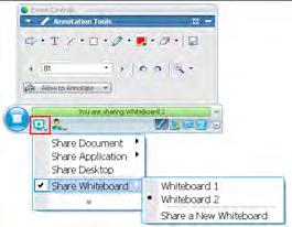 Chapter 11: The Event Window If you are sharing a whiteboard If you have already opened started several whiteboards, you can switch sharing from one whiteboard to another, or
