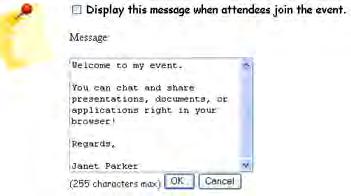 Chapter 14: Managing an Event The Create an Attendee Greeting window appears.