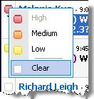 Click the rectangular icon for the question you w ant to set priorities for, and then choose High, Medium, or Low.