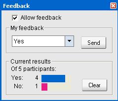 Chapter 25: Using Feedback The Feedback palette appears. Your Feedback palette displays a running tally of responses. See the following figure for an example.