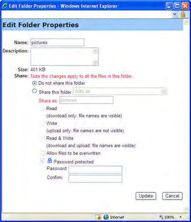 Chapter 28: Using My WebEx In the Description box, type a new name for the file or folder. In the Name box, type a new name for the file or folder. 4 Click Update.
