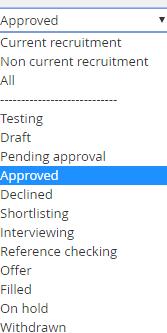 Select a status from the dropdown box Current Requisition Status Requisitions with a green check mark are currently live postings on the MSU Job Site When you