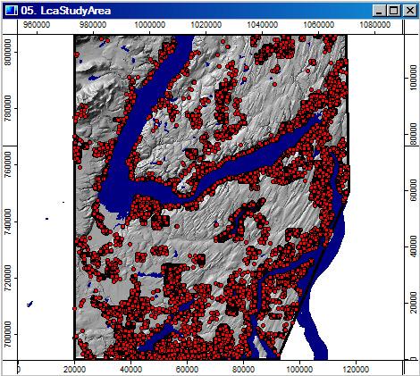 Description Population distribution data is not available for the study area. I use a residential structure location layer as a surrogate for population density. Figure 2-1.