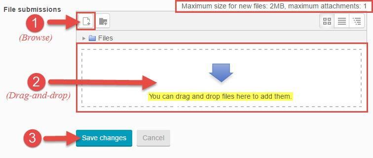 Step 3: Upload and save the file. (Note: Saving your file is not considered that you have submitted for marking). (Image: 48) There are two ways to upload a file.