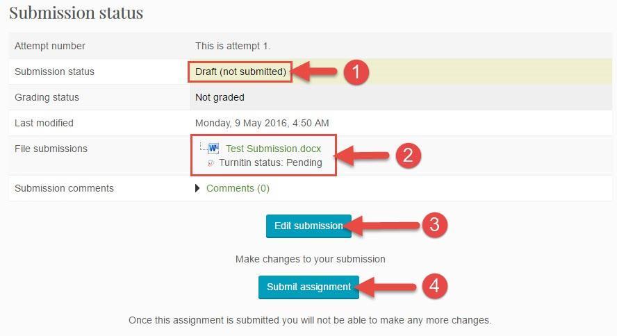 Step 4: Revise, edit or submit. (Image: 49) Your document has been saved as a draft (1). That means you have the opportunity to revise your document until the due date.