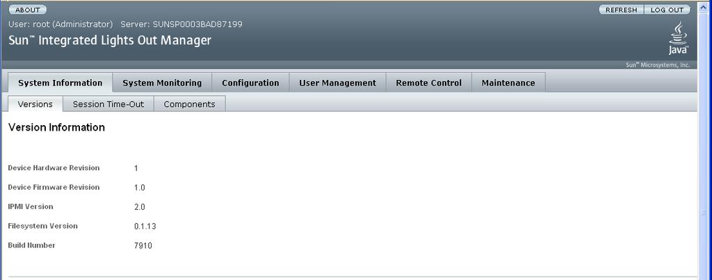 3. Enter the user name and password and click Log In. The default user name is root and default password is changeme.