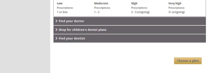 Next click on the expansion button ( ) for the section titled Shop for children s dental plans. 76.