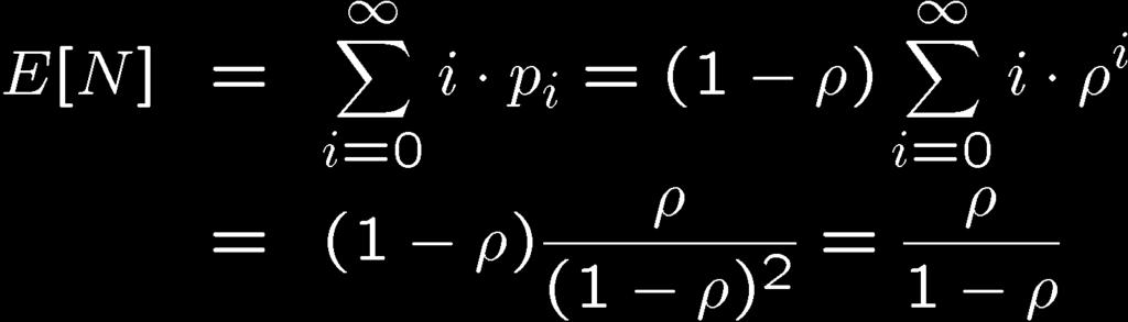 What is the mean number of customers? We therefore express p i as p i = ρ i p 0 All probabilities must sum up to 1, that is We have p 0 = 1-ρ (we knew this already).