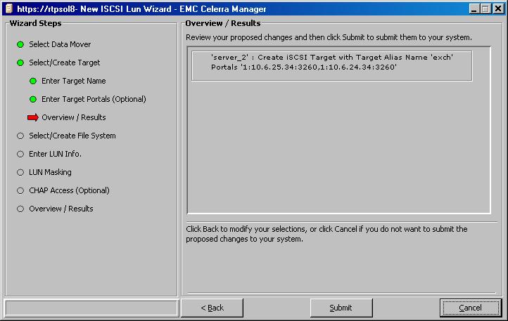 Create iscsi LUNs 7. Add one or more interfaces as the target portals and click Next.