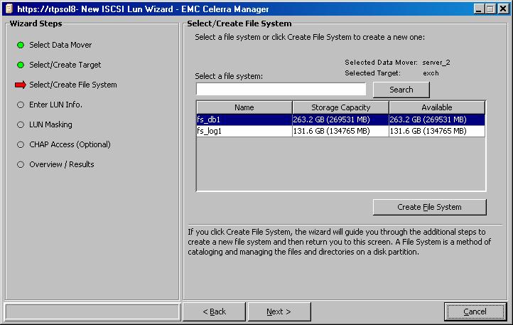 Create iscsi LUNs 8. Review all the parameters and click Submit to create an iscsi target. The target will be created successfully if all the parameters are valid. 9.