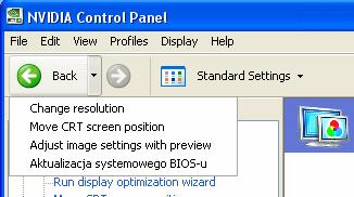 Chapter 02 : Understanding the NVIDIA Control Panel Using the Tool Bar The Toolbar provides quick back and forth navigation between pages, and also lets you choose a view setting.