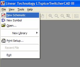 LTSpice Guide Click on the SwCAD III shortcut created by the software installation. Select File and New Schematic.