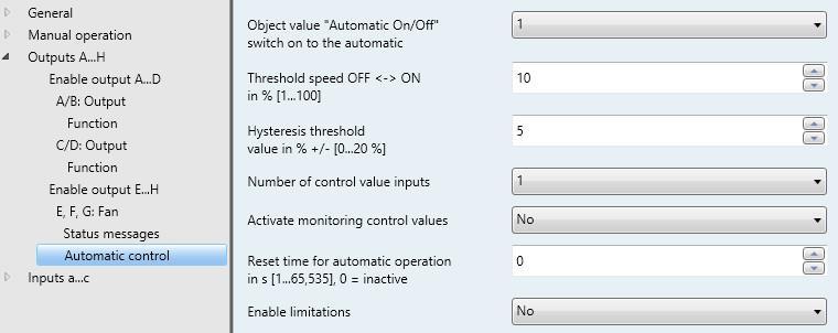 3.2.3.16 Parameter window Automatic control (One-level) This parameter window is visible if the option Yes has been selected for the parameter Enable automatic operation in the Parameter window E, F,