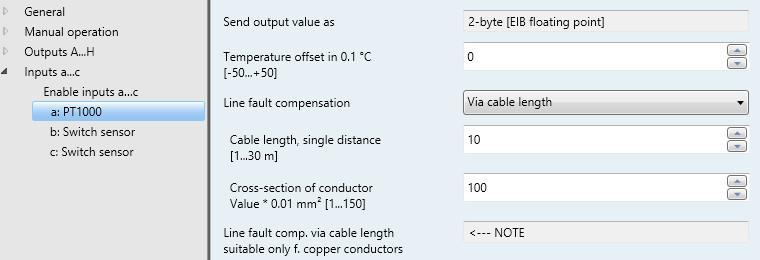 3.2.4.4.3 Line fault compensation Via cable length: Cable length, single distance [1...30 m] 1...10...30 For setting the single cable length of the connected temperature sensor.