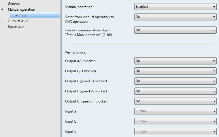 3.2.2 Parameter window Manual operation Settings Note This parameter window is only visible for devices with manual operation.