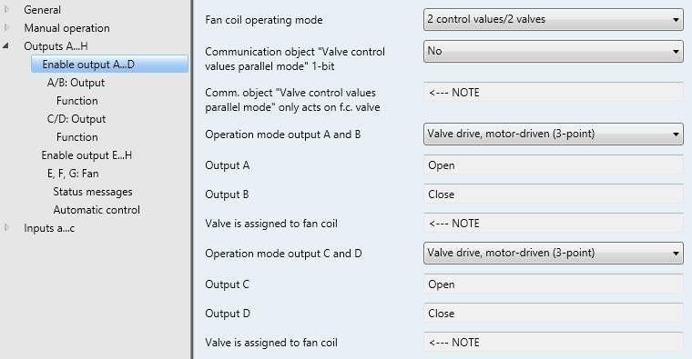 Note If the options with 2 valves are selected, parallel mode can be enabled via the communication object Valve control values parallel mode.