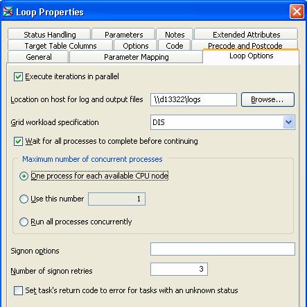 Updating SAS Grid Server Definitions for Partitioning 45 To specify options for loop processing, open the Loop Properties window and select the Loop Options tab.