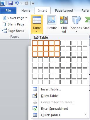 1. Tables Some data are more appropriately presented in a tabular form. Tables are easily made in Word 2010.
