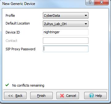 Device Type: Generic SIP device. Add Single Device: Selected. Click Next to proceed to the next screen. Profile: Select the Generic SIP Device Profile created in section 5.1.