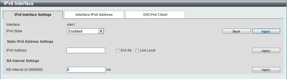 IPv6 Interface DGS-1510 Series Gigabit Ethernet SmartPro Switch Web UI Reference Guide This window is used to view and configure the IPv6 interface s settings.