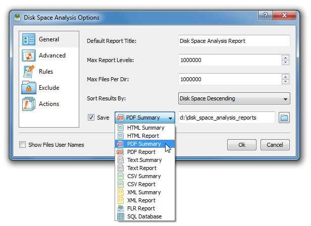 3.13 Automatic Generation of Disk Space Analysis Reports In addition to the ability to save disk space analysis reports manually, DiskSavvy Ultimate and DiskSavvy Server allow one to automatically