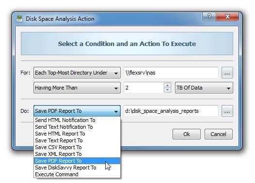 3.25 Executing Disk Space Analysis Actions DiskSavvy Ultimate and DiskSavvy Server provide power computer users and IT professionals with the ability to define multiple conditional disk space