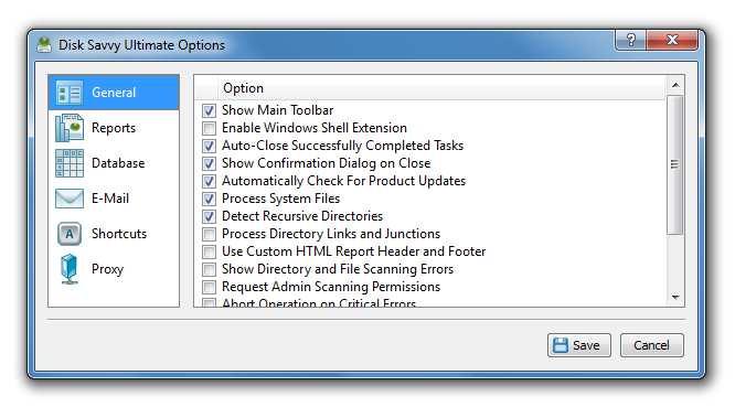 3.28 Configuring DiskSavvy GUI Application Select the 'Tools - Advanced Options' menu item to open the options dialog.