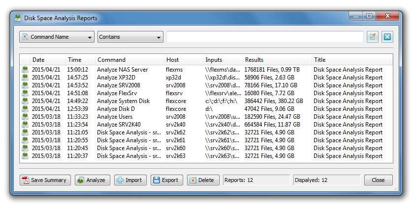 4.7 Disk Space Analysis Reports For each disk space analysis operation, DiskSavvy Server saves an individual disk space analysis report in the built-in reports database.