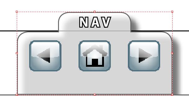 Add some text or a symbol to identify the navigation kit; I just used NAV with a white fill and black stroke, then converted it to outlines.
