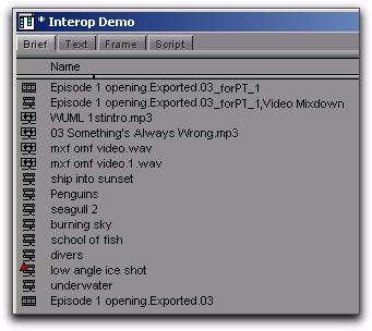 To import the sequence back into the Avid editing application: 1 In the Avid application, open the Interplay Window and navigate to the location of the checked in Pro Tools sequence.
