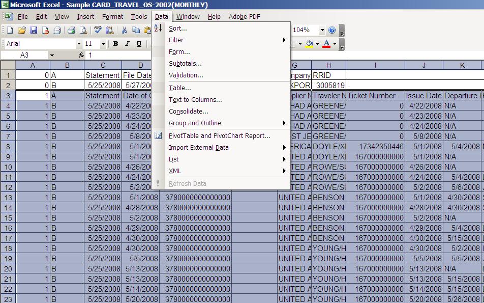 Step 5 -- Sorting the File I. 1 st 2 rows of data should not be included while sorting II.