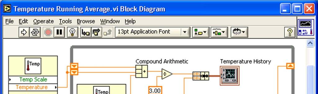 Block Diagram Window Block Diagram Toolbar Divide Function SubVI