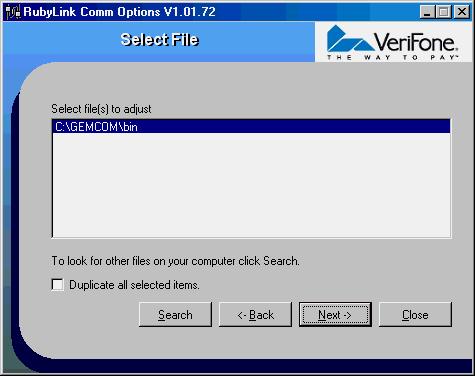 Under where it says Select file(s) to adjust select C:\GEMCOM\bin and select Next.