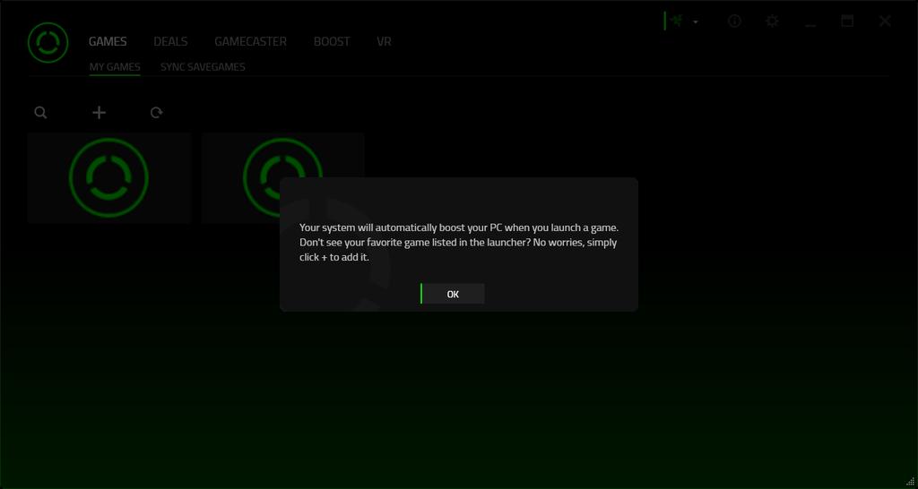 TOOL TIPS A simple tool tip providing a brief explanation on each feature of the Razer Cortex is