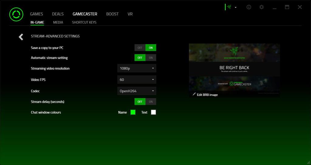 The STREAM option allows you to select the streaming service you want to use.