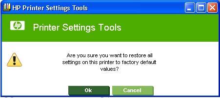 Figure 4-42 Settings tab Restore Defaults To restore factory defaults, click Restore. If an HP EWS password has been set, you are prompted to log in.