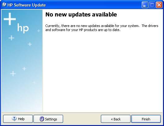 Figure 4-54 No new updates available dialog box Advanced Tools & Settings From the Support tab, click the Advanced Tools & Settings option to open the HP Embedded Web Server.