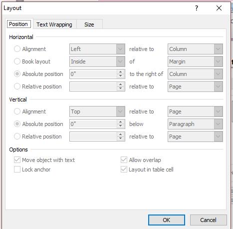 USING OTHER LAYOUT OPTIONS The Layout dialog box provides options for precisely positioning an object in a document, as well as for wrapping text around an object.