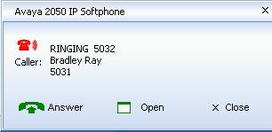 Managing Avaya 2050 IP Softphone calls Figure 3: Incoming call notification window When this notification appears you can do one of the following: Click Answer to answer the call.