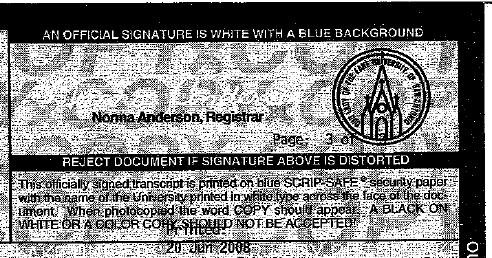 Neither should documents that bear an embossed seal and copies of transcripts wherein the Registrar s signature is not visible/legible on the scanned/copied image These documents should be mailed to