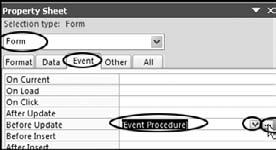Open the Property Sheet for the form by double clicking on the square above and to the left of the Form Header.