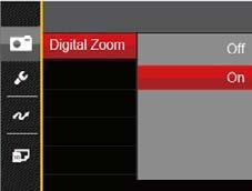 Press the up/down arrow buttons to select an option and press the button to confirm. Digital Zoom Turn on or off the digital zoom.
