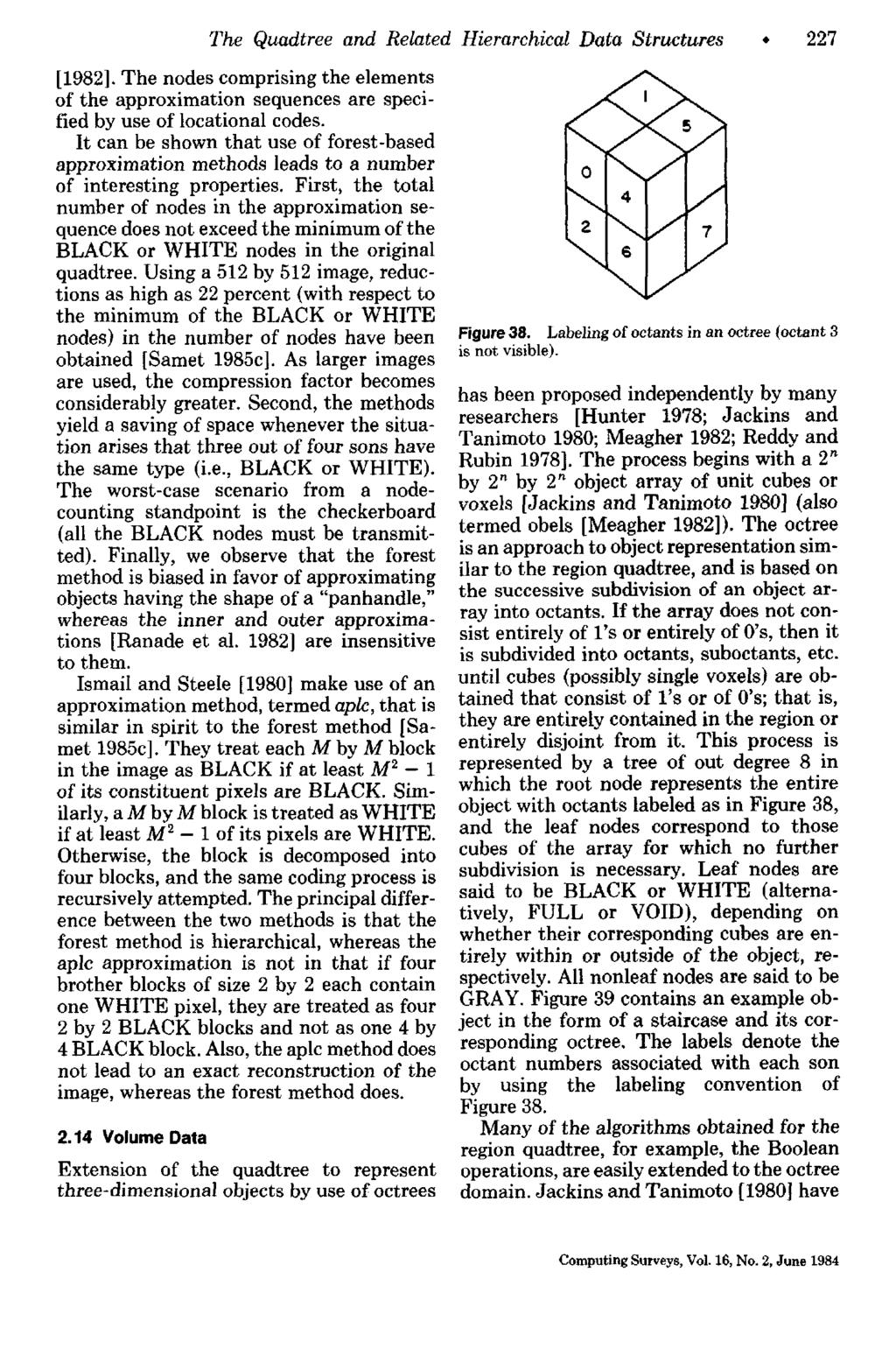 The Quadtree and Related Hierarchical Data Structures 227 [1982]. The nodes comprising the elements of the approximation sequences are specified by use of locational codes.