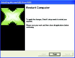Then the DirectX 9 installation is