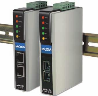 Serial-to-Ethernet Solutions NPort IA5000 Series 1 and 2-port serial device servers for industrial automation Versatile socket operation modes, including TCP Server, TCP Client, UDP Patented ADDC