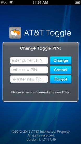 To change your Toggle PIN, click on the AT&T Toggle Application from
