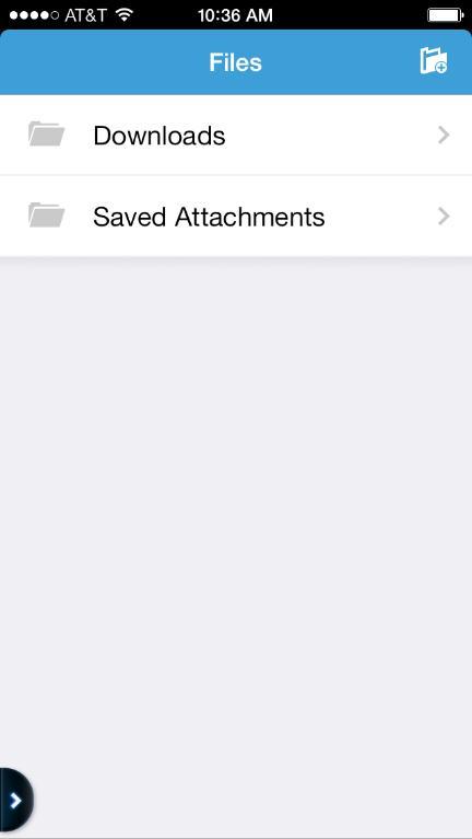 The Files tab shows any files you have downloaded or attachments you have saved within your AT&T Toggle workspace.