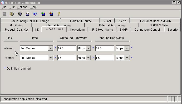 Step Description 3. From the NetEnforcer Control Panel click on the Configuration tab, and then the Access Links tab.