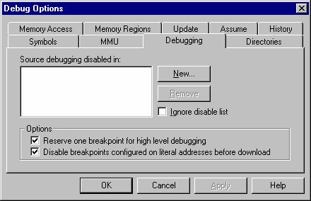 Software Breakpoints Unlimited software breakpoints in the CPU internal flash are available. The debugger erases and programs complete belonging flash sector when setting or removing a breakpoint.