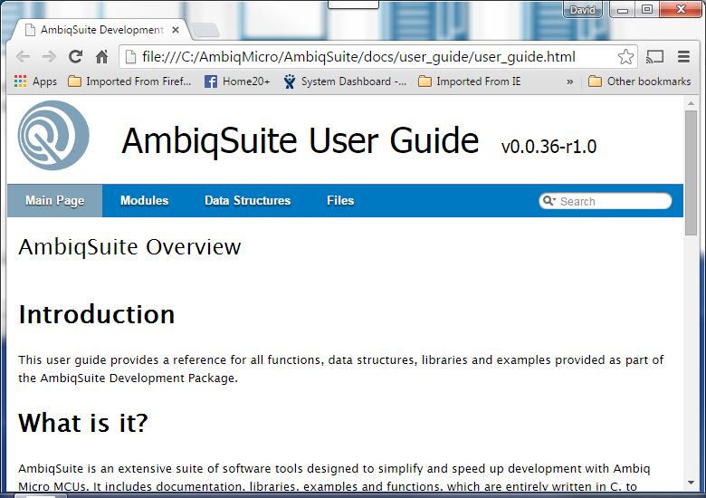 Figure 13 AmbiqSuite User Guide The Ambiq Control Center also provides quick access to several application notes, including this Windows debugging application note (Quickstart Guide).